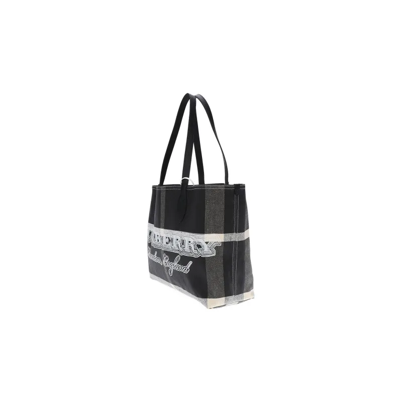 Burberry Artificial Leather Tote Bag Shopping Bag Shoulder Bag Handbag Women's Black-1