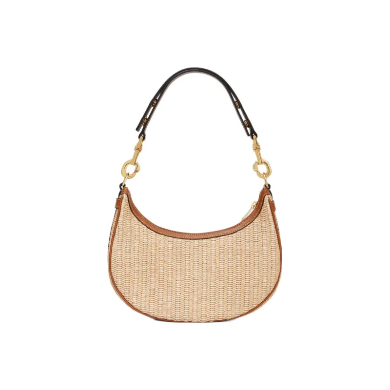 CELINE AVA Plant Material Cow Leather Patchwork Handbag Shoulder Bag Medium Size Women's Natural Color/Tan-2
