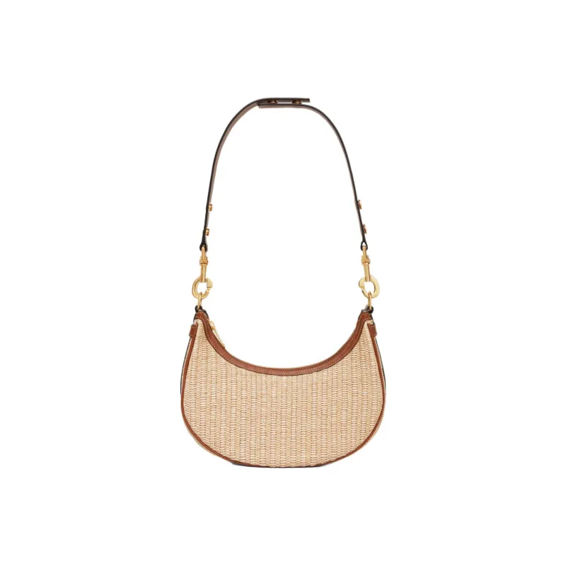 CELINE AVA Plant Material Cow Leather Patchwork Handbag Shoulder Bag Medium Size Women's Natural Color/Tan-3