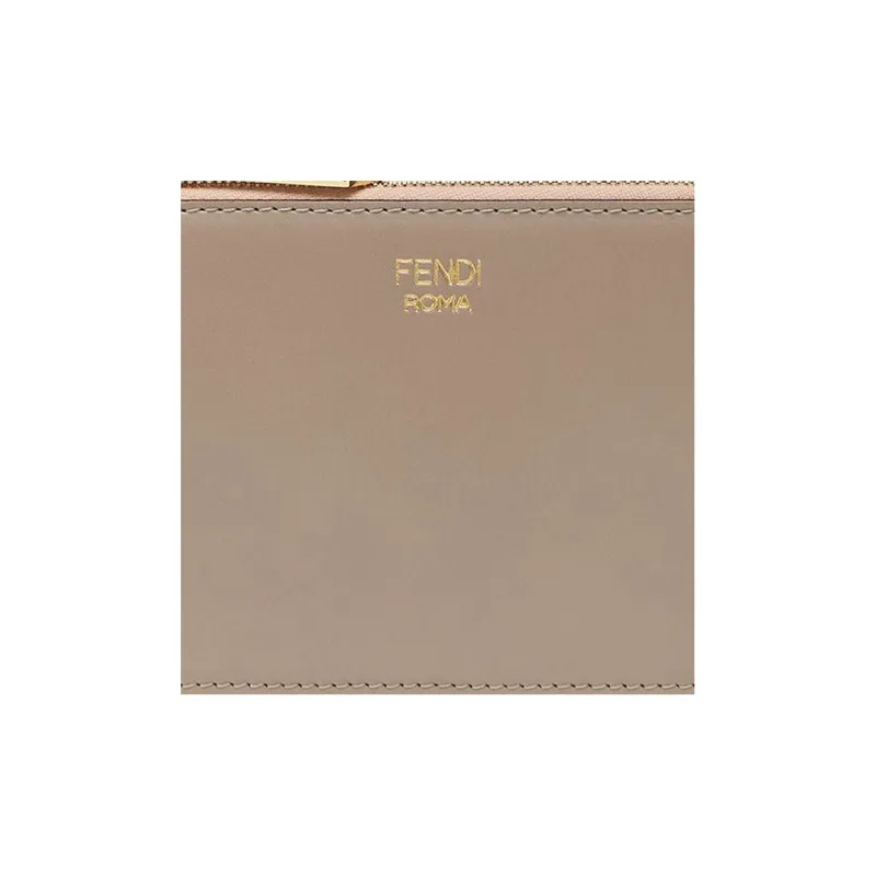 FENDI Leather Coin Purses Key Pouches Women's Light Pink/Dove Gray-3