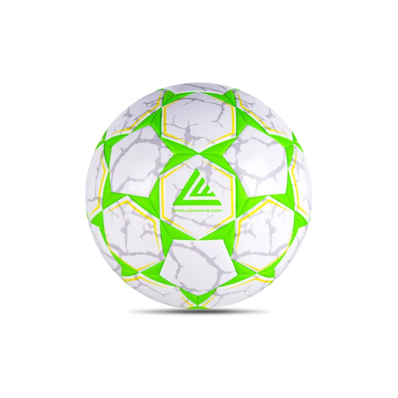 LENWAVE Size 5 Soccer PU Machine Stitched Soccer Ball Unisex Green White-1