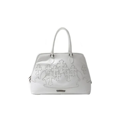 Chrome Hearts Leather Bowling Bag Handbag Women's White
