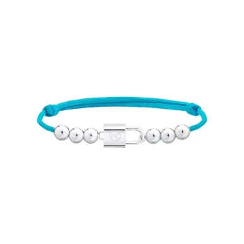 LOUIS VUITTON Q05785 SiLOUIS VUITTONer Lockit Beads Bracelet SiLOUIS VUITTONer And Red Polyester Cord