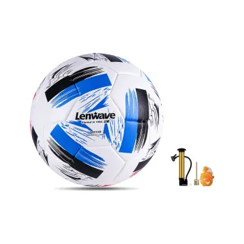 LENWAVE Size 5 Soccer TPU Machine Stitched Soccer Ball Unisex Blue Black Red