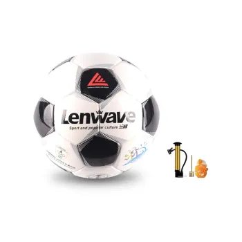 LENWAVE Size 5 Ball Soccer PU Unisex Black White