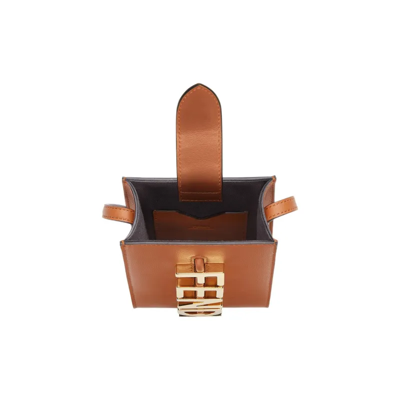 FENDI Fendigraphy Leather Cell Phone Pouch Men's Brown-2