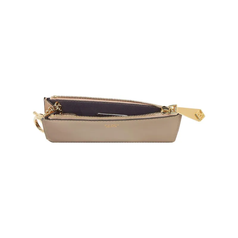 FENDI Leather Coin Purses Key Pouches Women's Light Pink/Dove Gray-2