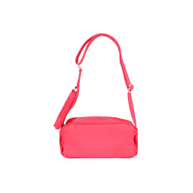OTA Nylon Crossbody Bag, Shoulder Bag Medium Size Unisex Black/Red-2