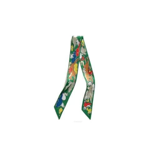 HERMES 20th Century Mille Et Un Lapins Silk Twilly Scarf Scarves