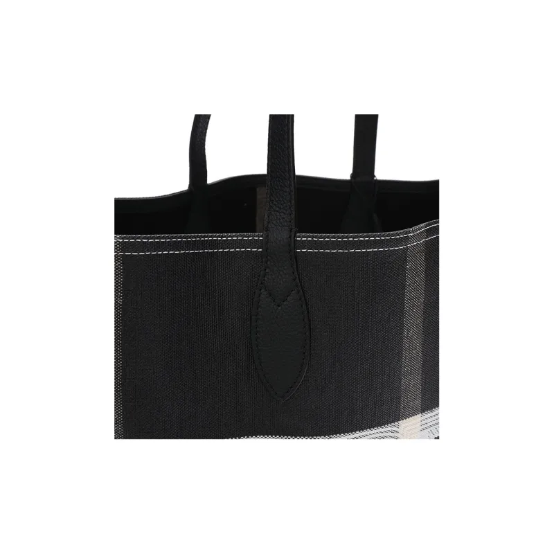 Burberry Artificial Leather Tote Bag Shopping Bag Shoulder Bag Handbag Women's Black-5