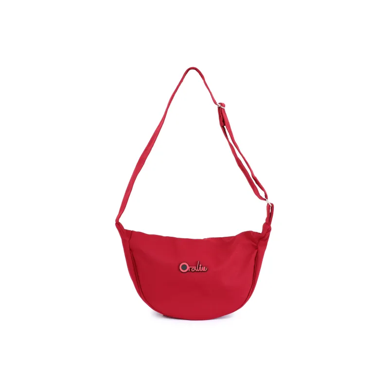 OTA Canvas Canvas Bag Shoulder Bag Dumpling Bag Commute Bag Crossbody Bag Small Size Unisex Red Black-5