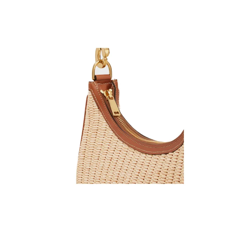 CELINE AVA Plant Material Cow Leather Patchwork Handbag Shoulder Bag Medium Size Women's Natural Color/Tan-4