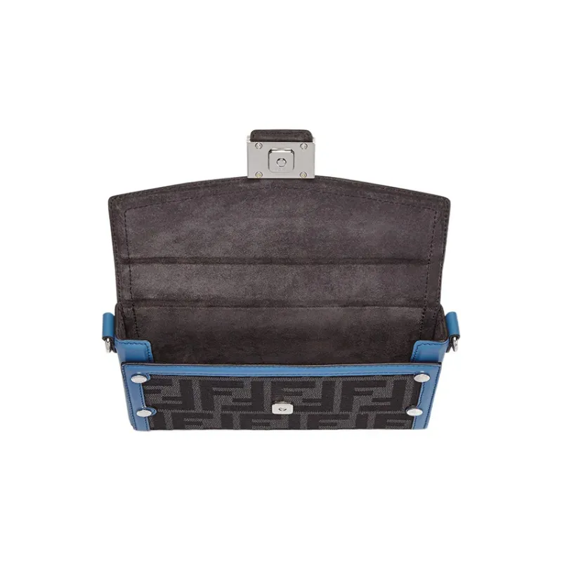 FENDI BaguetteTrunk Canvas Crossbody Bag Shoulder Bag Men's Blue/Gray-2
