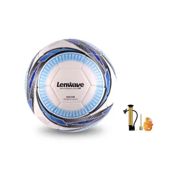 LENWAVE Size 5 Soccer PU Machine Stitched Soccer Ball Unisex Blue White