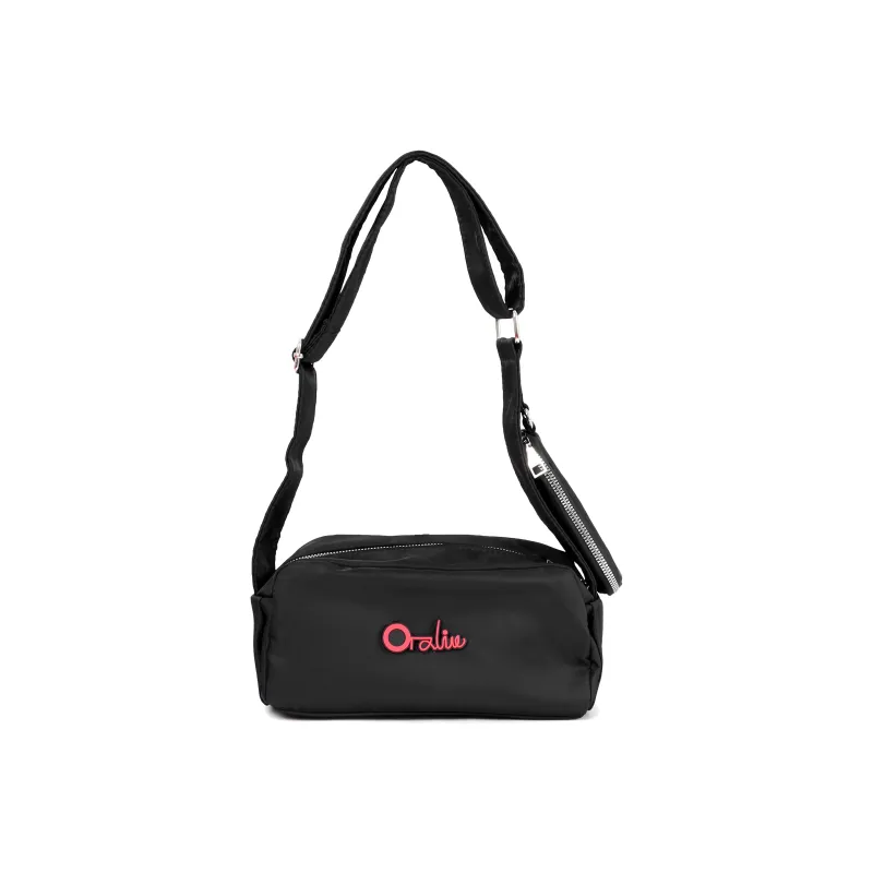 OTA Nylon Crossbody Bag, Shoulder Bag Medium Size Unisex Black/Red-4