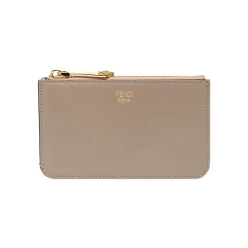 FENDI Leather Coin Purses Key Pouches Women's Light Pink/Dove Gray