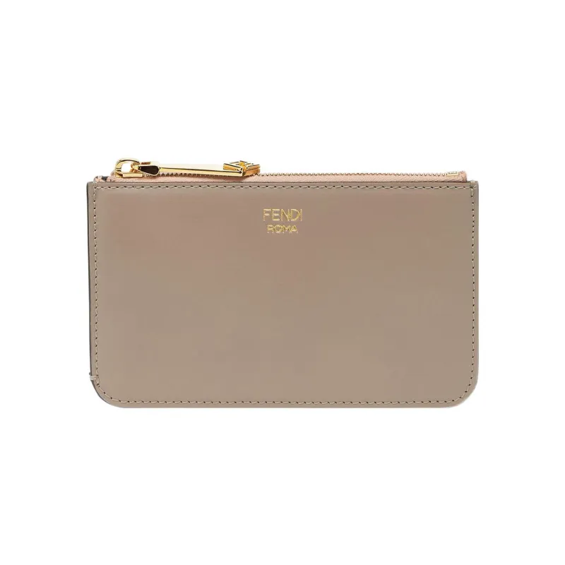 FENDI Leather Coin Purses Key Pouches Women's Light Pink/Dove Gray-0