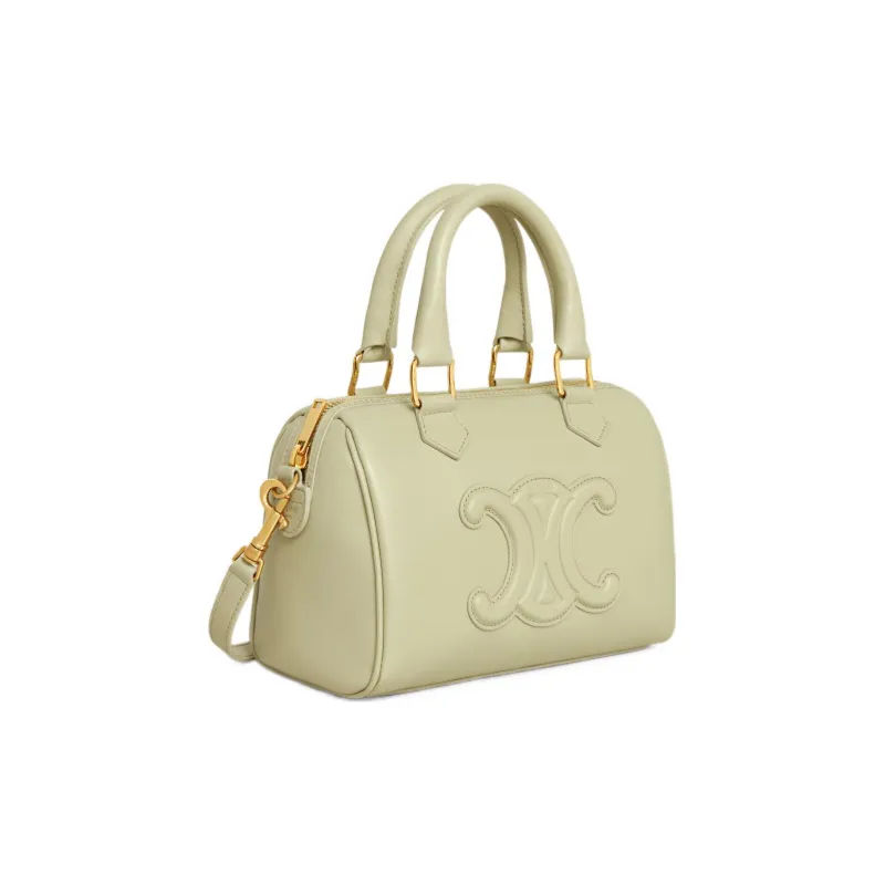 CELINE Cuir Triomphe Smooth Calf Leather Boston Bag Shoulder Bag Crossbody Bag Handbag Small Size Women's Almond Green-1