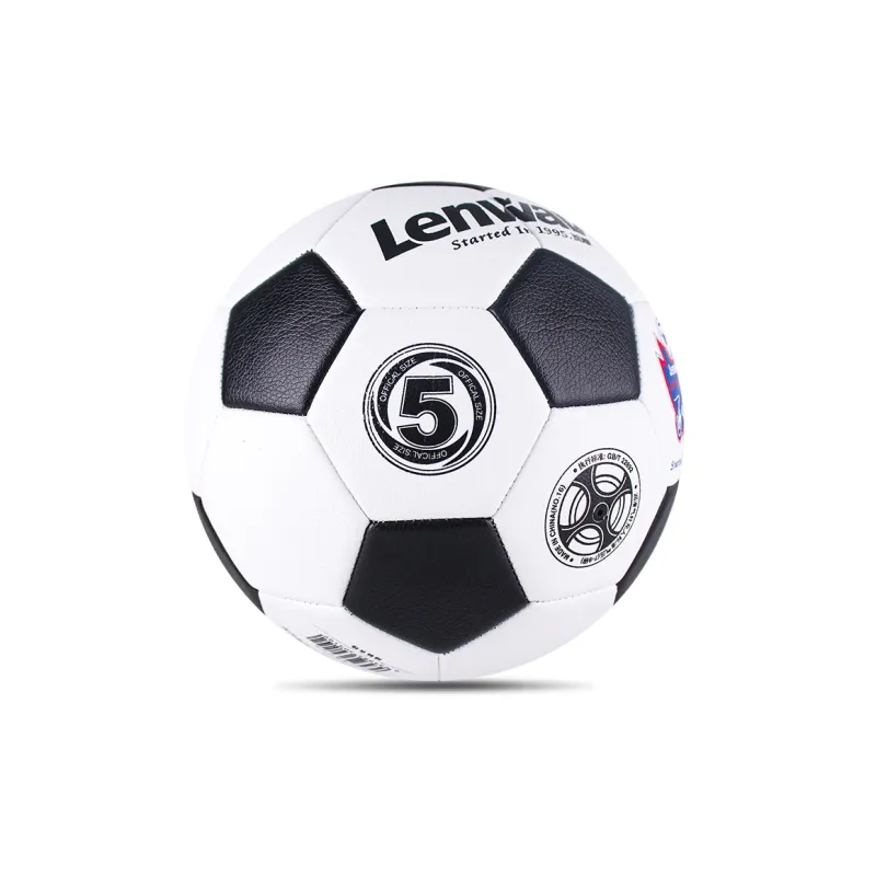 LENWAVE Size 5 Soccer PVC Machine Stitched Soccer Ball Unisex Black White-2