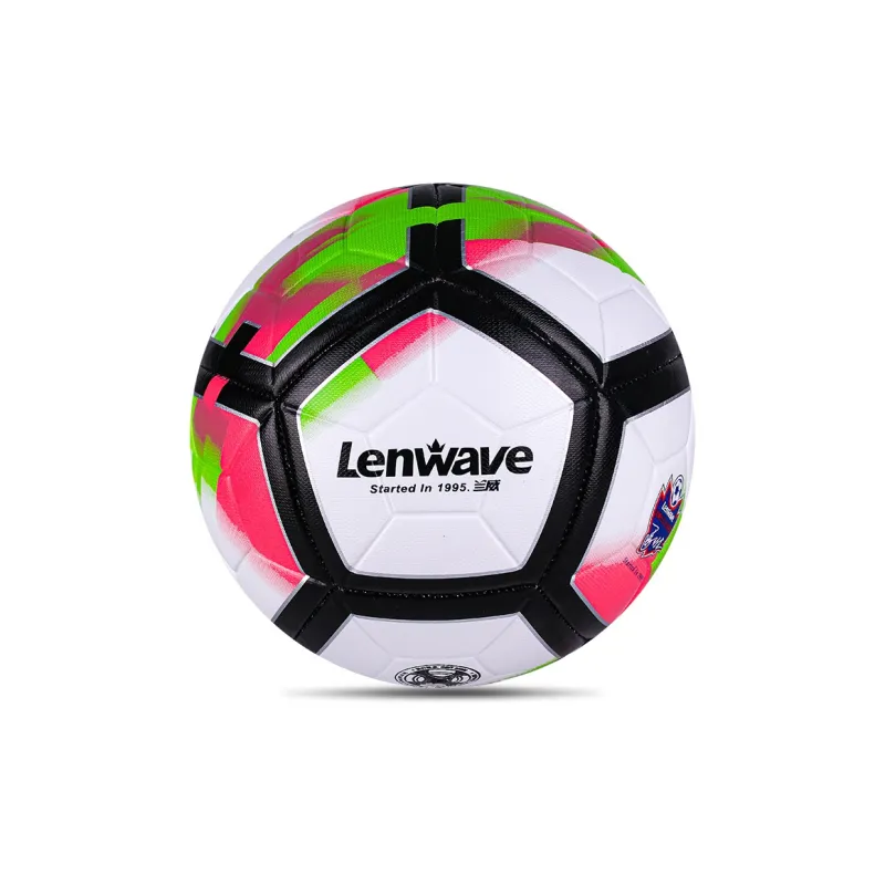 LENWAVE Size 5 Soccer PU Machine Stitched Soccer Ball Unisex White Green-1