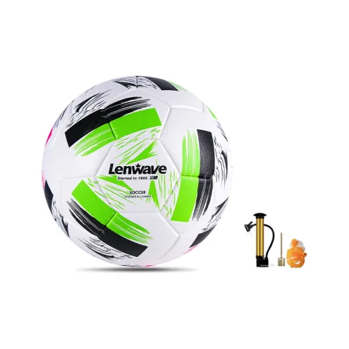 LENWAVE Size 5 Soccer TPU Machine Stitched Soccer Ball Unisex Green Black Pink