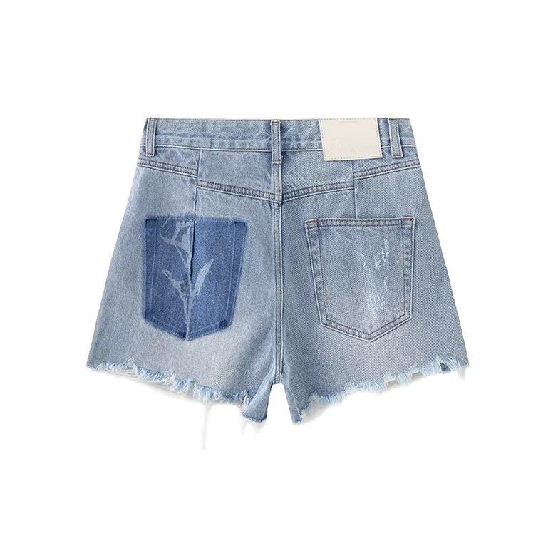 Cubic Denim Shorts Women's Light Blue-1