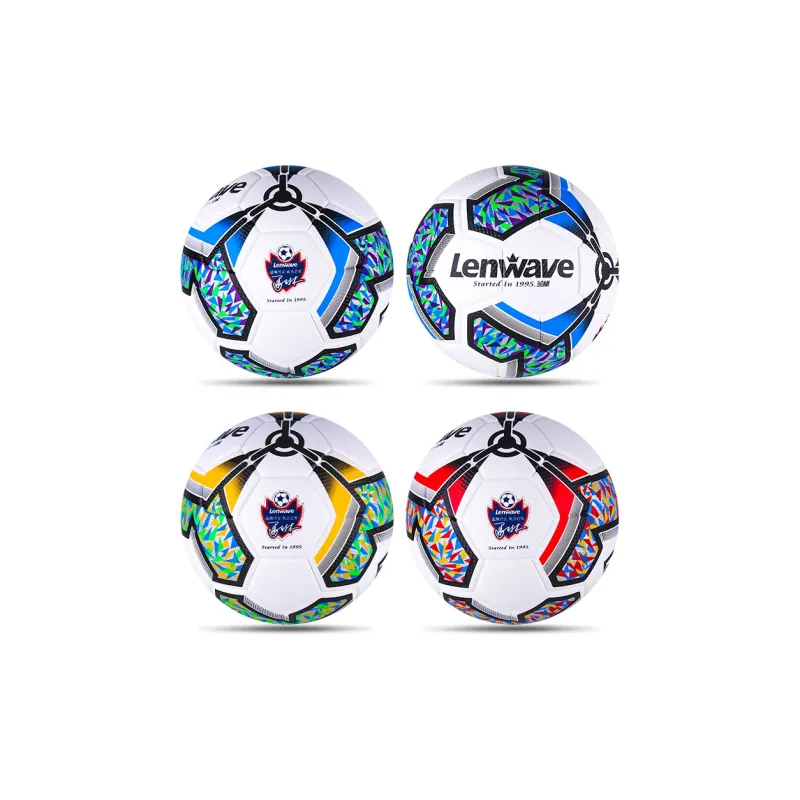 LENWAVE Size 5 Soccer PU Machine Stitched Soccer Ball Unisex Red White-2