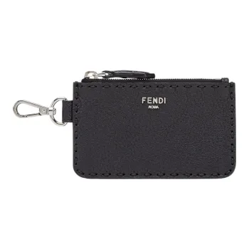 FENDI Leather Card Holder Men's Black