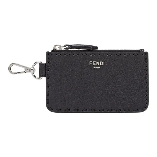 FENDI Leather Card Holder Men's Black