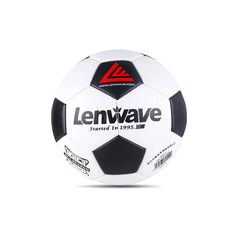 LENWAVE Size 5 Soccer PVC Machine Stitched Soccer Ball Unisex Black White-1