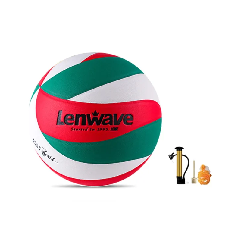 LENWAVE PU Size 5 Volleyball Unisex White Green Red-0