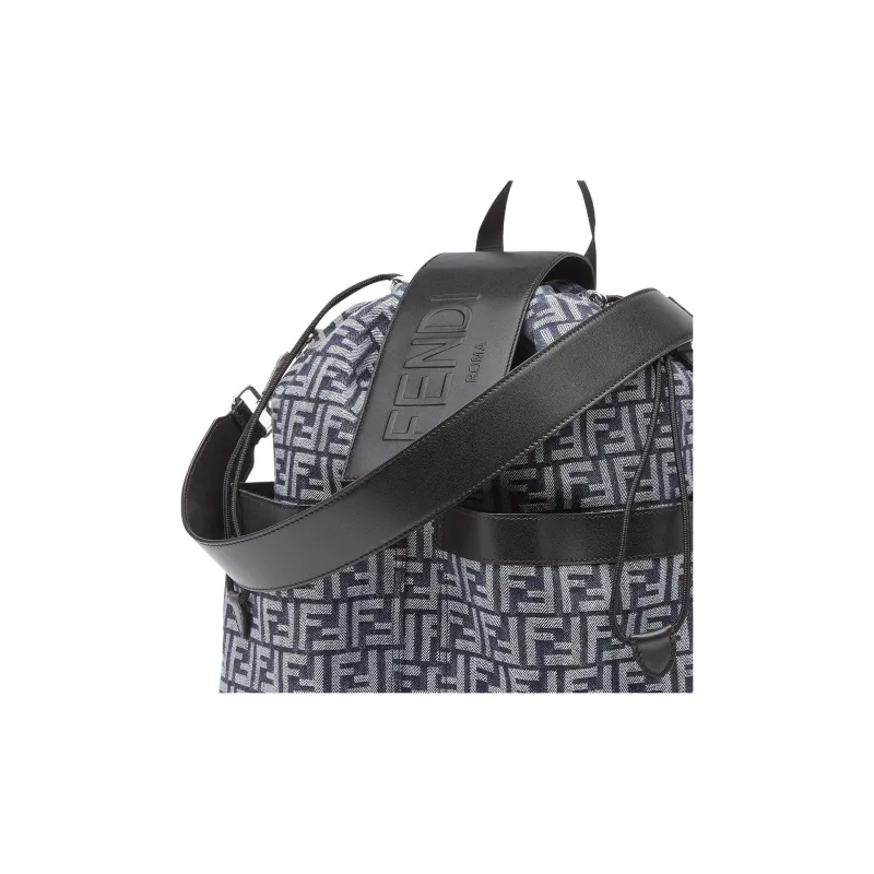 FENDI Cotton With Calfskin Backpack Regular Men's Black-3