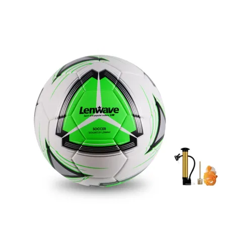 LENWAVE Size 5 Soccer PU Machine Stitched Soccer Ball Unisex Green White