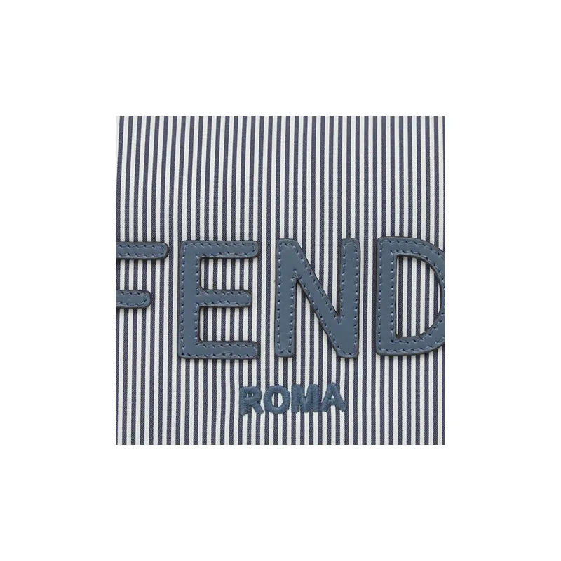 FENDI Striped Fabric Toiletry Bag Makeup Bag Small Size Women's Blue/White-3