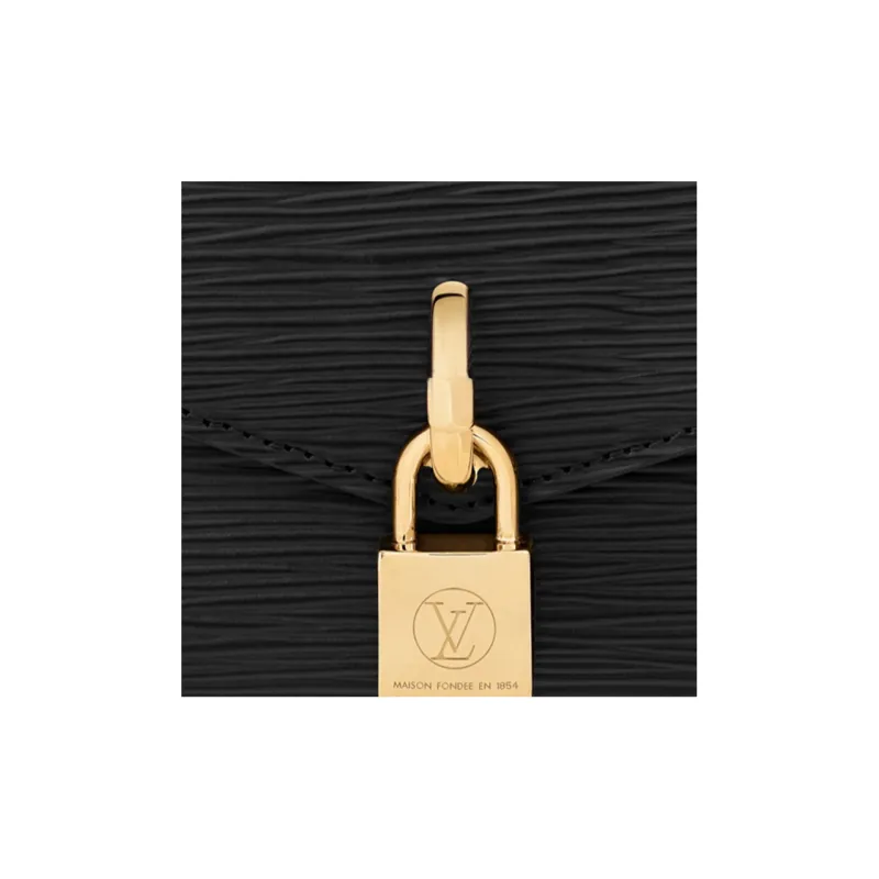 LOUIS VUITTON Padlock On Strap Cow Leather Handbag Women's Black-5