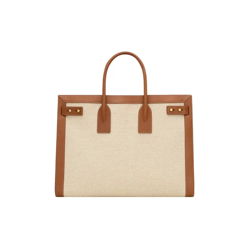 SAINT LAURENT Canvas With Leather Canvas Bag, Shoulder Bag, Crossbody Bag, Handbag Tubas Women's Brown/Natural-3