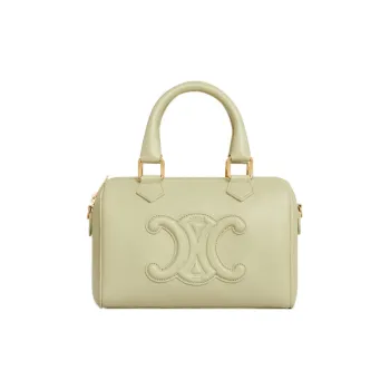CELINE Cuir Triomphe Smooth Calf Leather Boston Bag Shoulder Bag Crossbody Bag Handbag Small Size Women's Almond Green