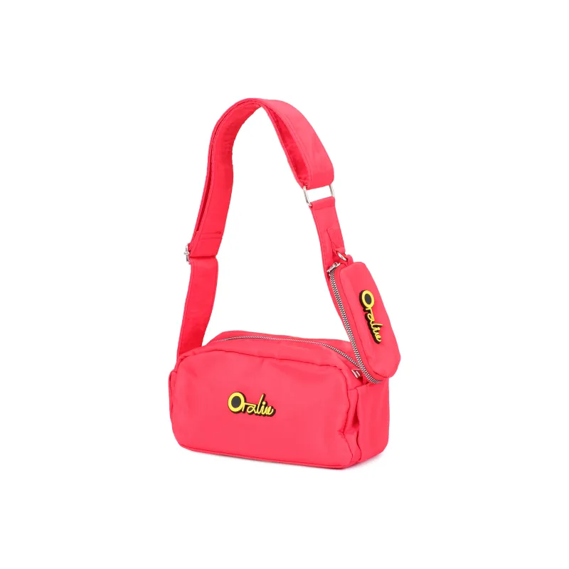 OTA Nylon Crossbody Bag, Shoulder Bag Medium Size Unisex Black/Red-1