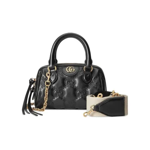 GUCCI GG Matelassé Leather Controller Boston Bag Controller Boston Bag Small Size Women
s Black
