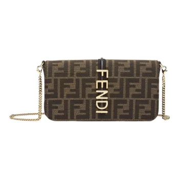 FENDI Fendigraphy Leather Wallet Women's Brown