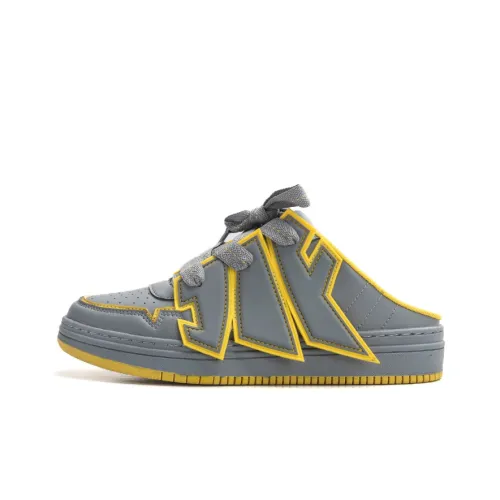 Jifffly Slip Resistant, Abrasion Resistant, Lightweight, Height Increasing Low Top Skateboard Shoes Unisex Gray Yellow