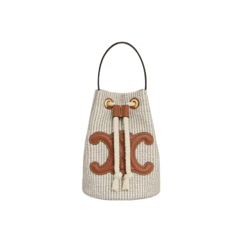 CELINE Fabric With Cow Leather Handbag Regular Women's Beige