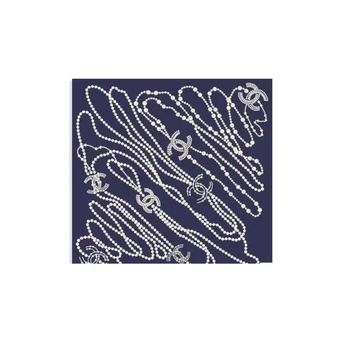 CHANEL Silk Scarves Women's Blue