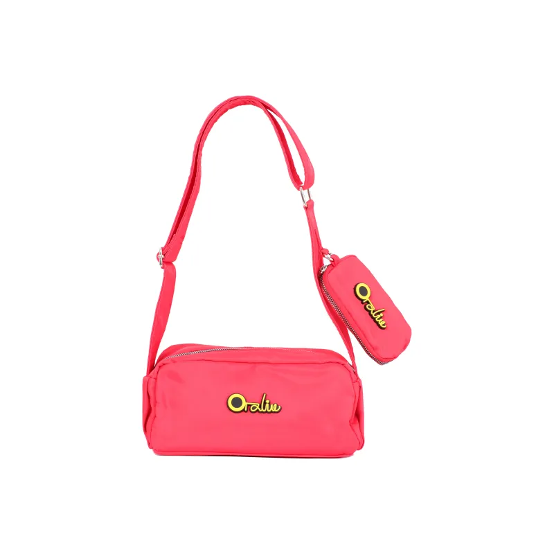 OTA Nylon Crossbody Bag, Shoulder Bag Medium Size Unisex Black/Red-0