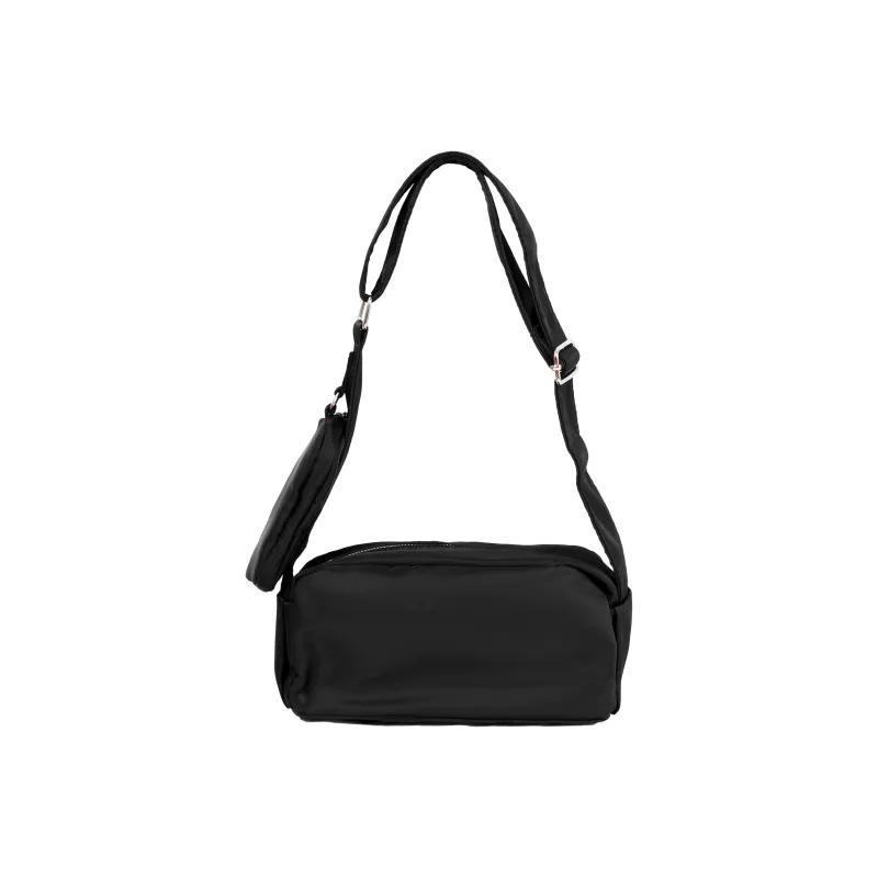OTA Nylon Crossbody Bag, Shoulder Bag Medium Size Unisex Black/Red-6