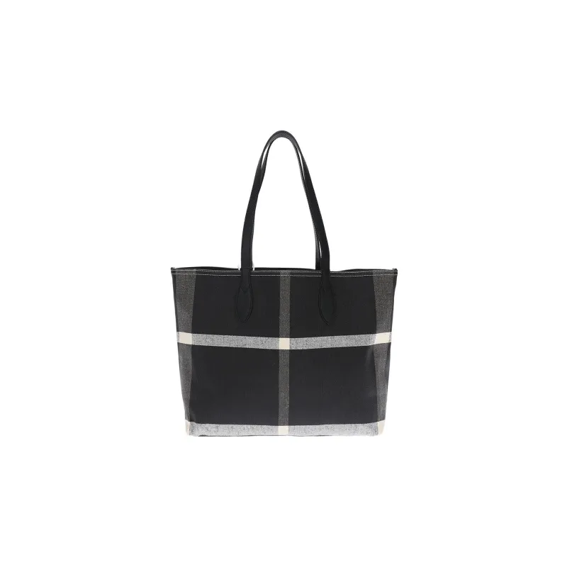 Burberry Artificial Leather Tote Bag Shopping Bag Shoulder Bag Handbag Women's Black-2
