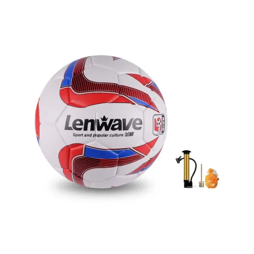 LENWAVE Size 5 Soccer PU Machine Stitched Soccer Ball Unisex White Red Blue