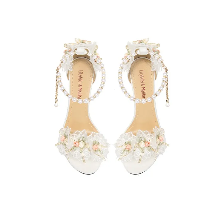 Lily Wei Elizabeth Stylish Sandal 10cm Women's White-2