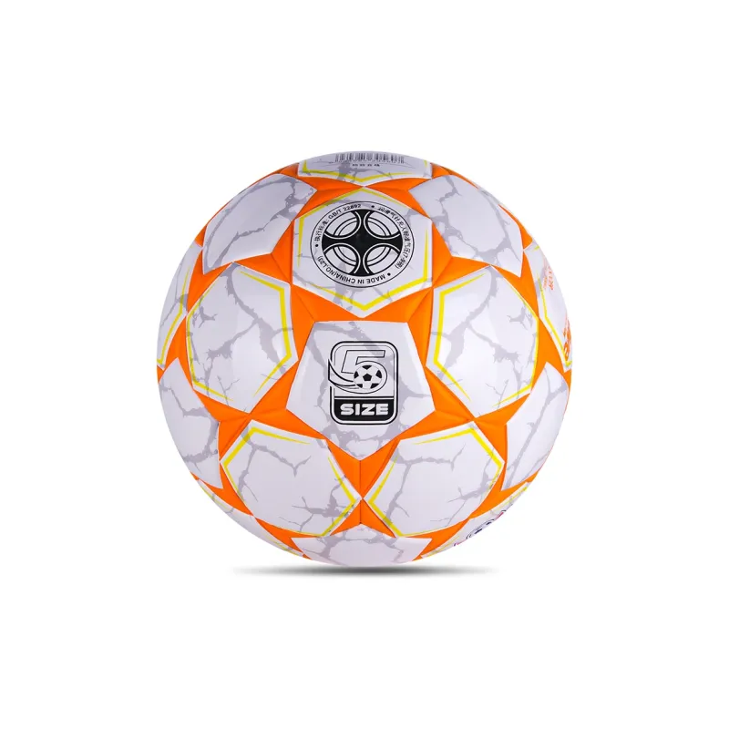 LENWAVE Size 5 Soccer PU Machine Stitched Soccer Ball Unisex Orange White-1
