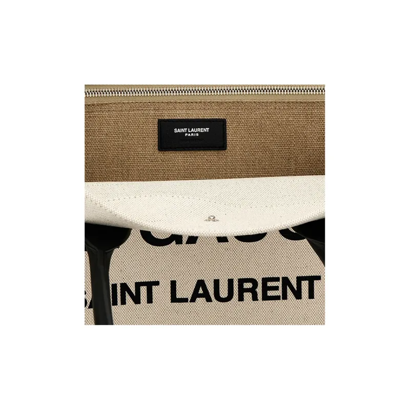 SAINT LAURENT Canvas Bag, Tote Bag, Shopping Bag, Shoulder Bag, Handbag Women's Beige-3
